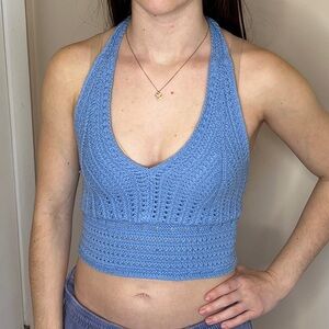 Hollister Blue Knit Crop Top